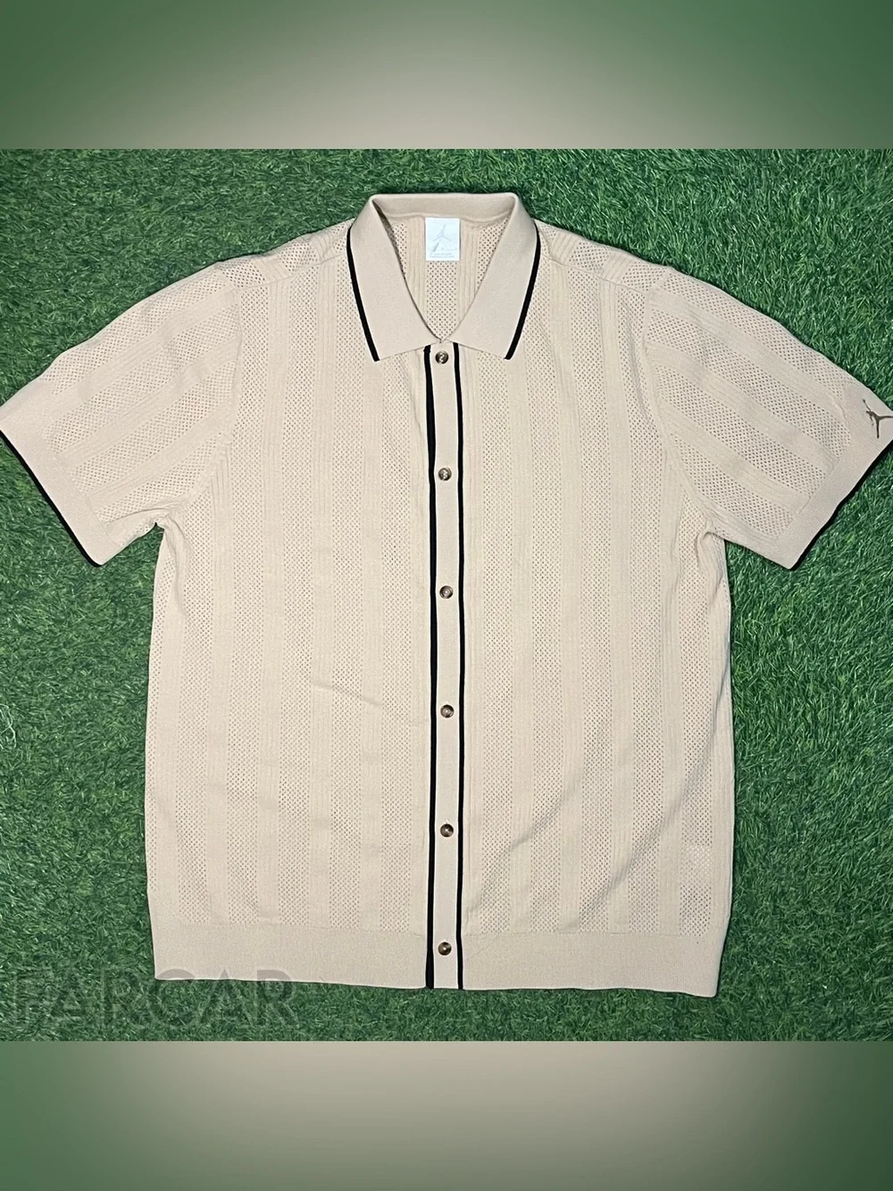 NWOT Jordan Sport Knit Button Up Shirt Men’s Large Tan Pointelle Golf HV1157-248